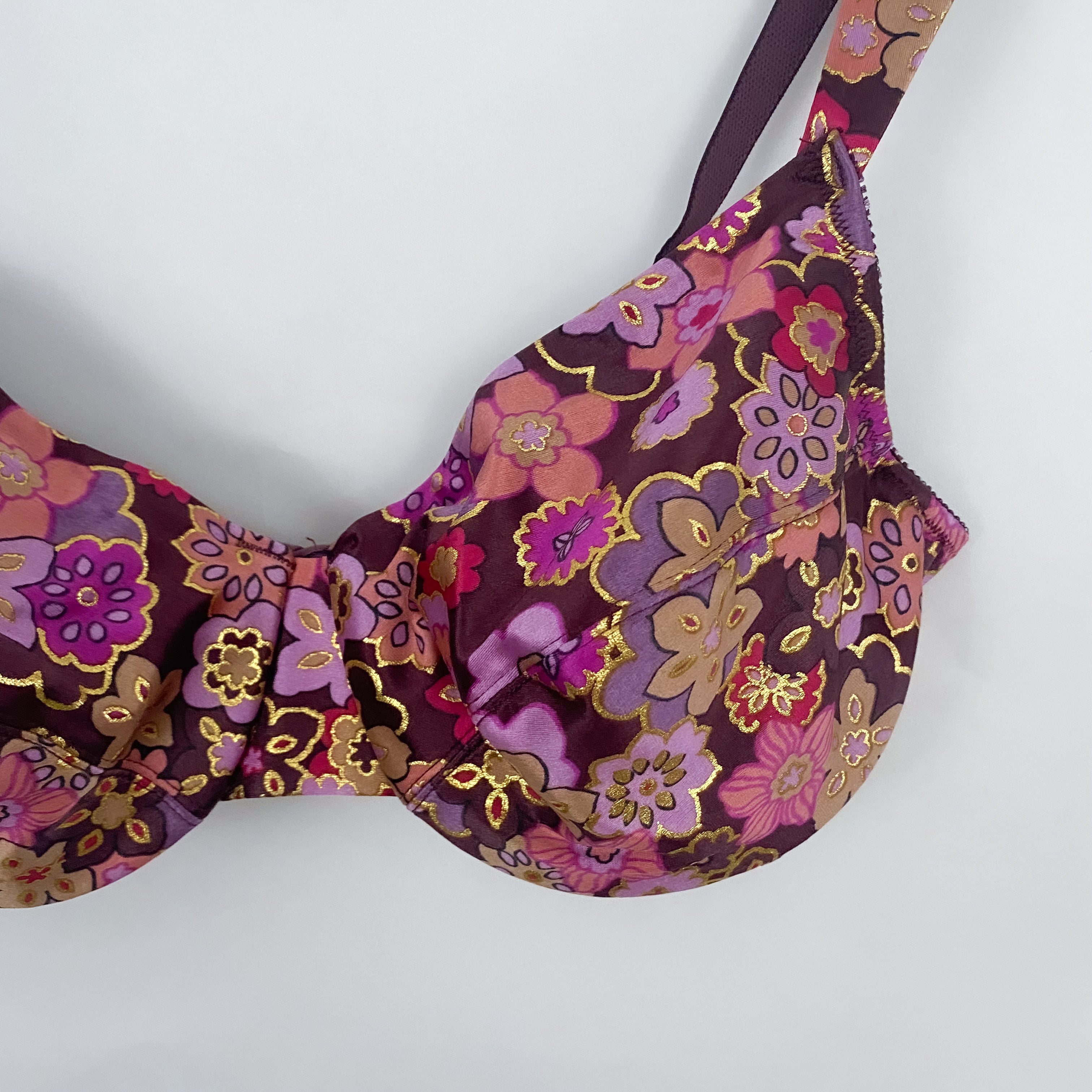 VS Purple Floral Satin Bra - 38C