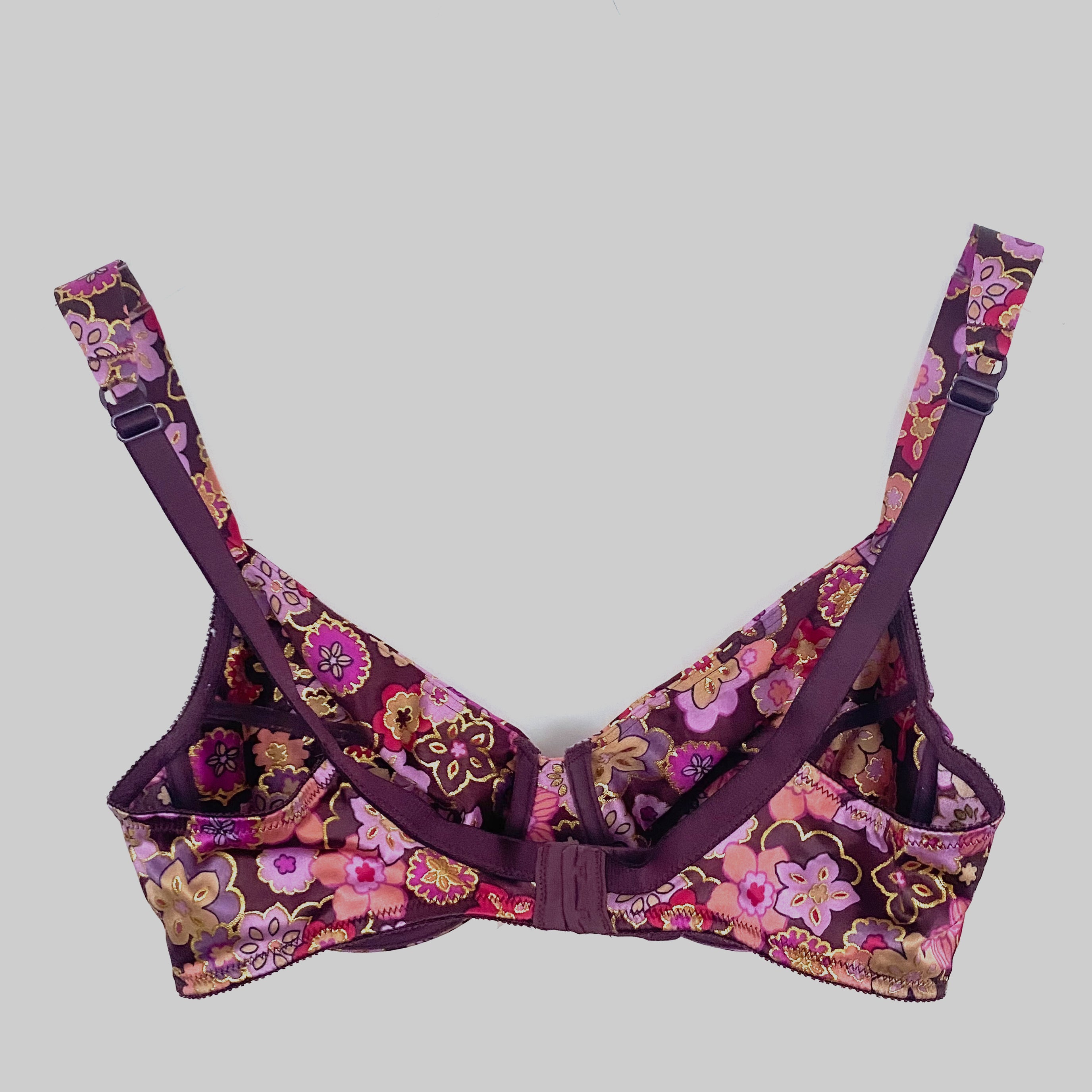 VS Purple Floral Satin Bra - 38C