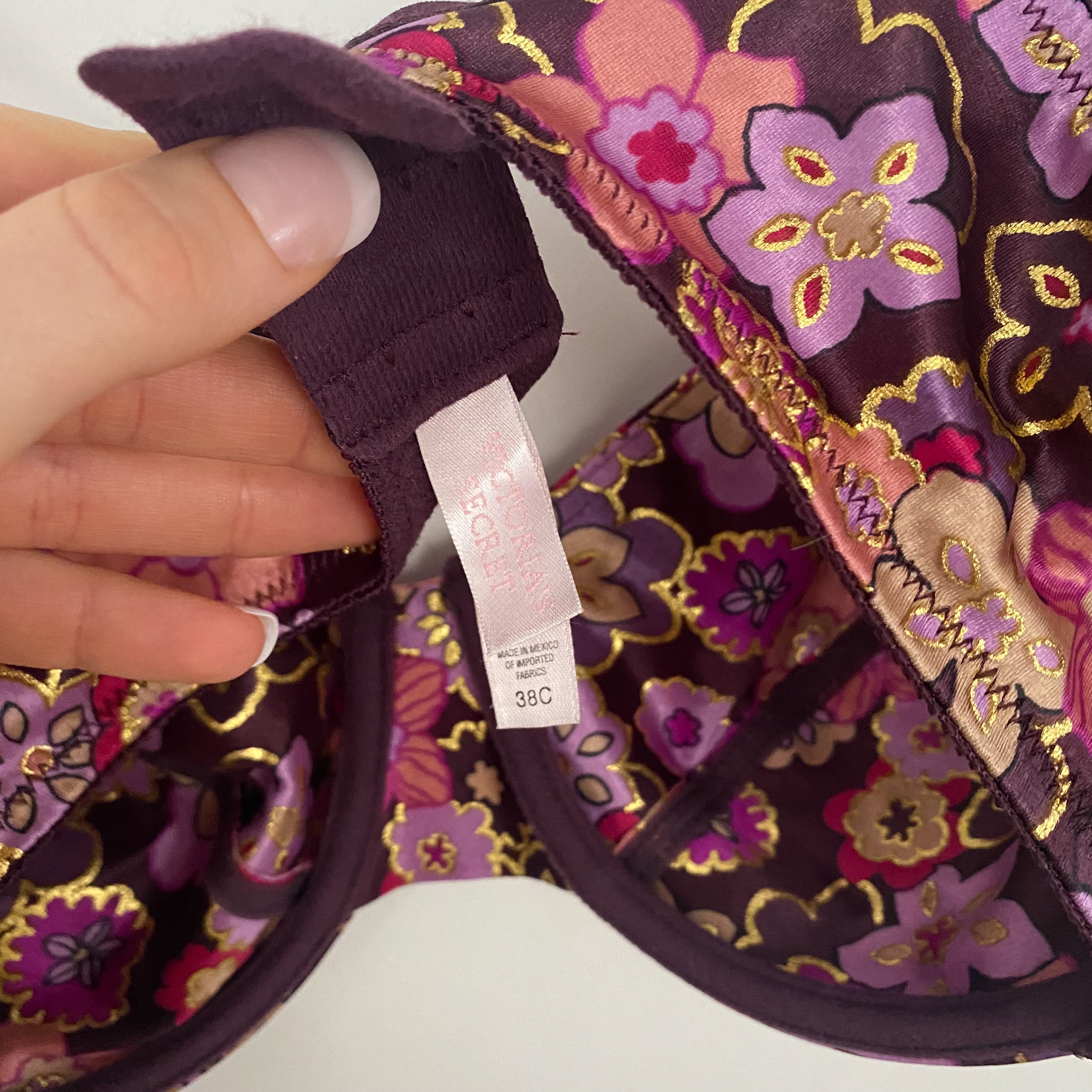 VS Purple Floral Satin Bra - 38C