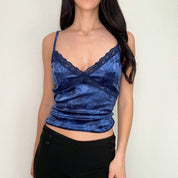 Blue Crushed Velvet Y2K Tank Top
