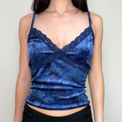 Blue Crushed Velvet Y2K Tank Top