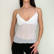 White Y2K Mesh Sequin Tank Top