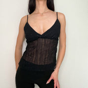 Black Y2K Mesh Sequin Tank Top