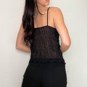 Black Y2K Mesh Sequin Tank Top
