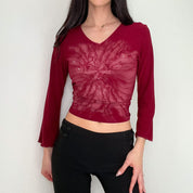 Red Tie-Dye Printed Y2K Top