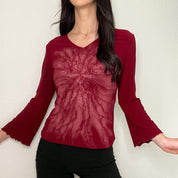 Red Tie-Dye Printed Y2K Top