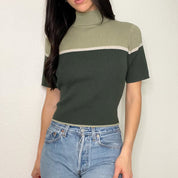 Green 90s Knit Turtleneck Top