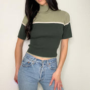 Green 90s Knit Turtleneck Top