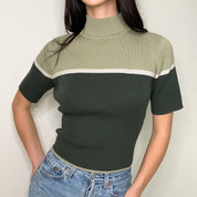 Green 90s Knit Turtleneck Top
