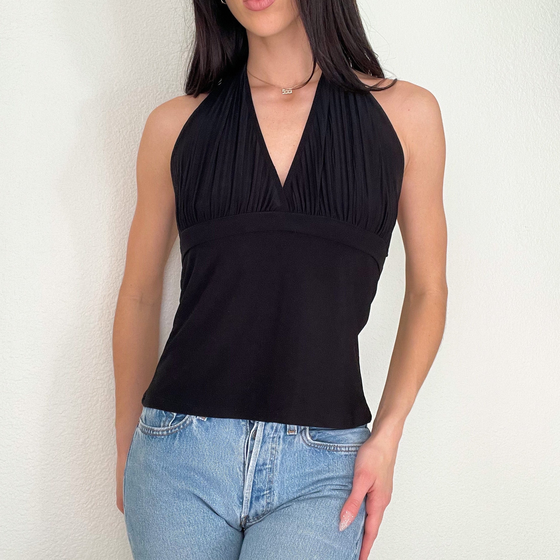Black Slinky Y2K Halter Top