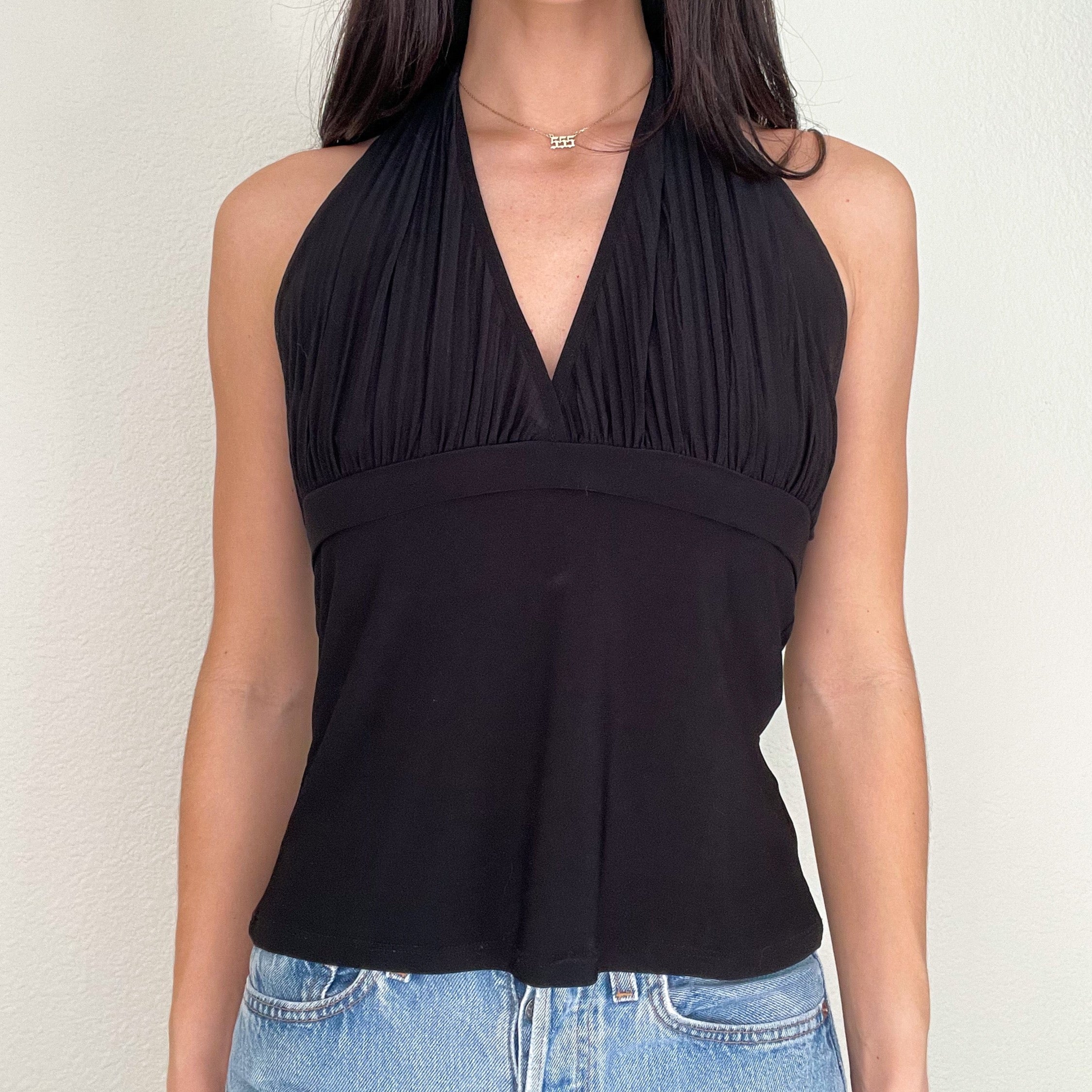 Black Slinky Y2K Halter Top