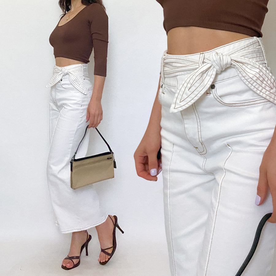 Joie White Cropped Wide Leg Jeans