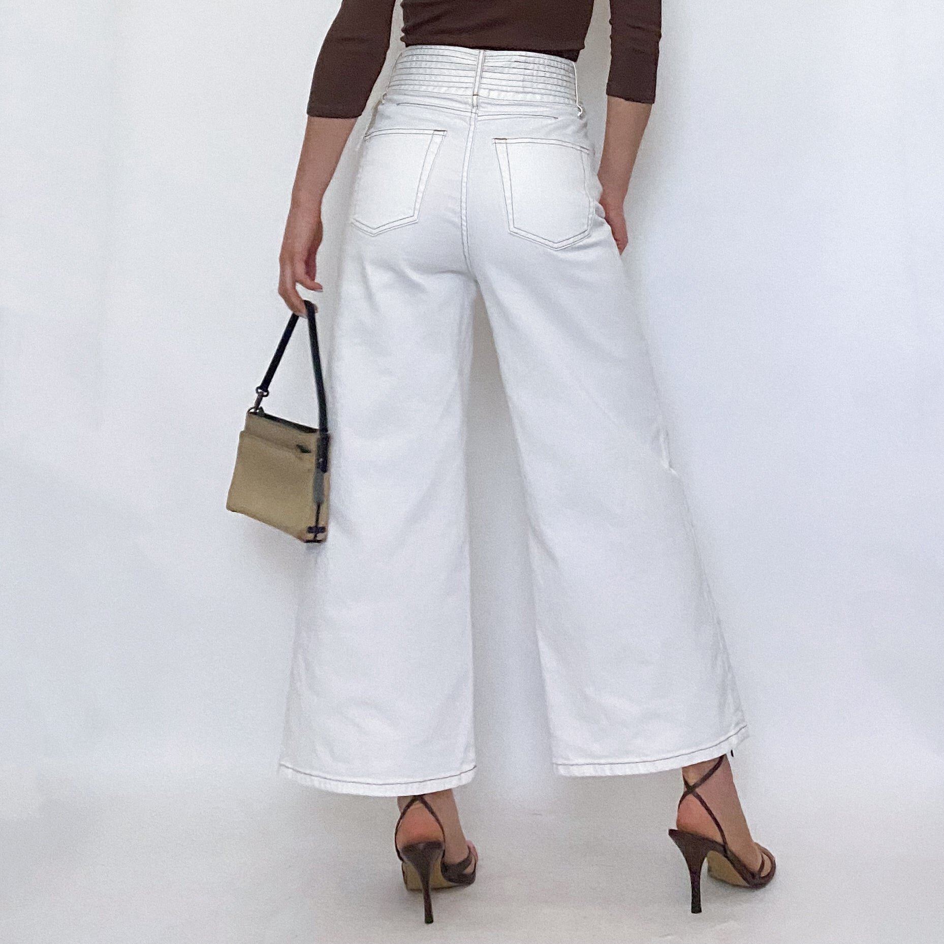 Joie White Cropped Wide Leg Jeans