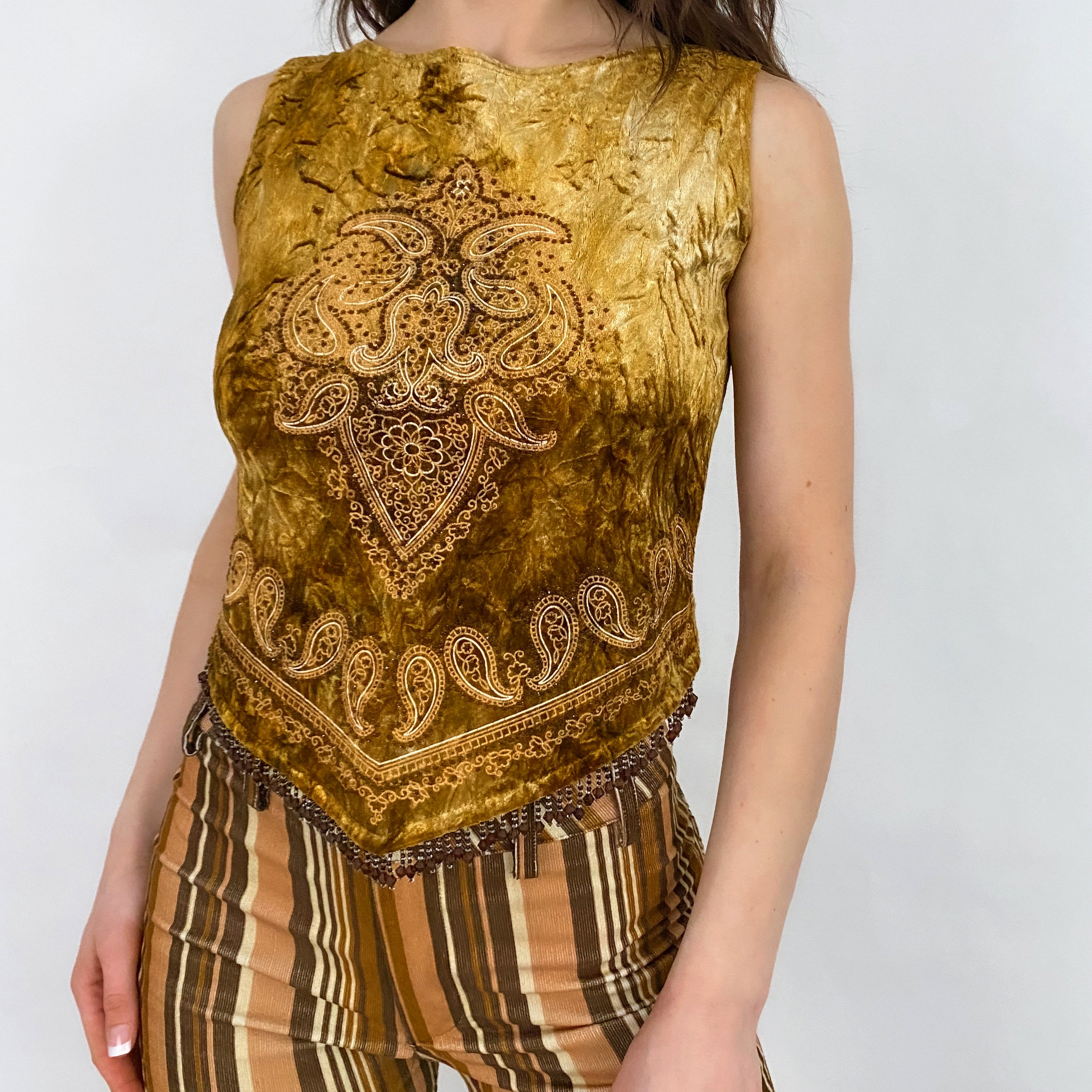 Y2K Velvet Paisley Tank - Small