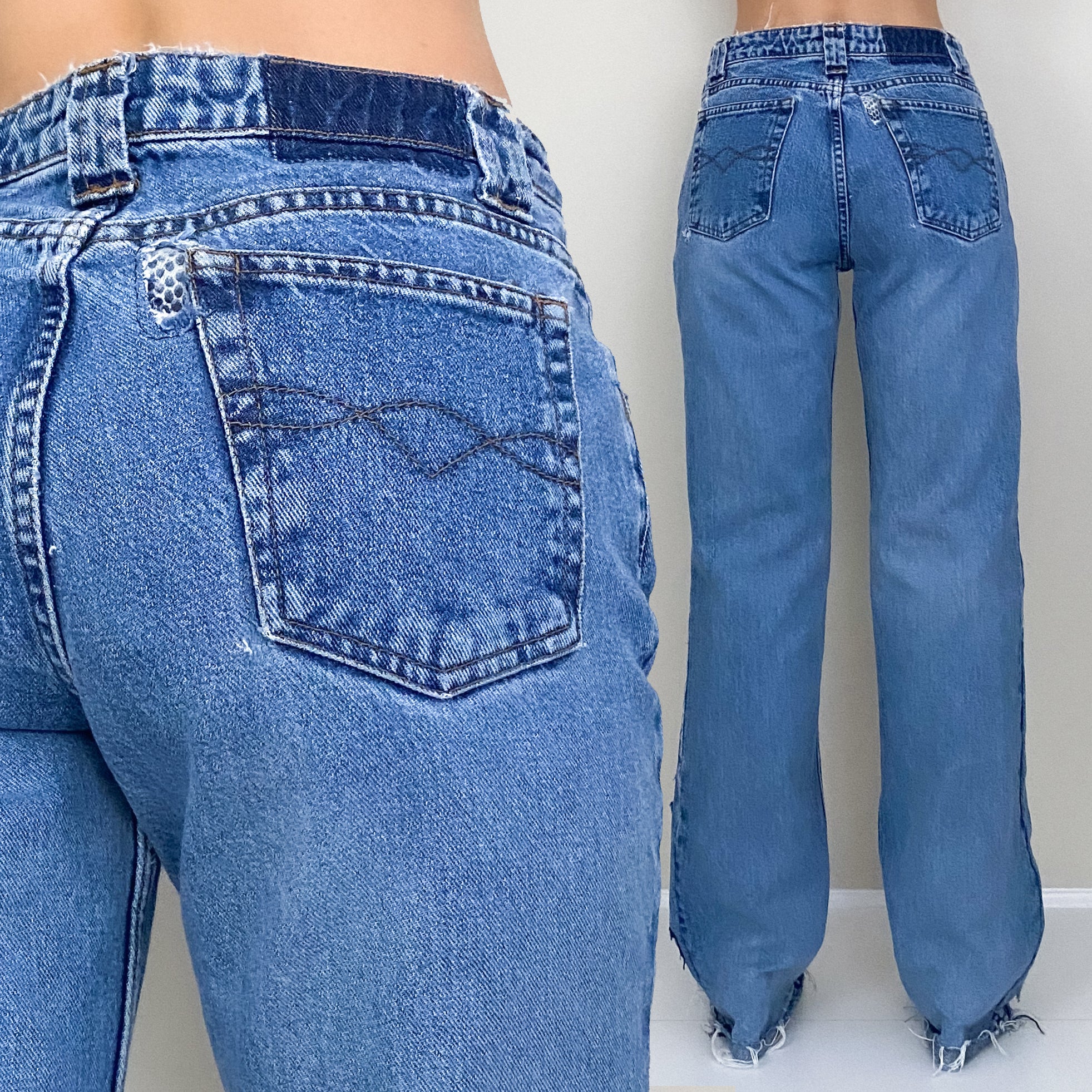 One-of-a-Kind Star Patchwork Denim Jeans