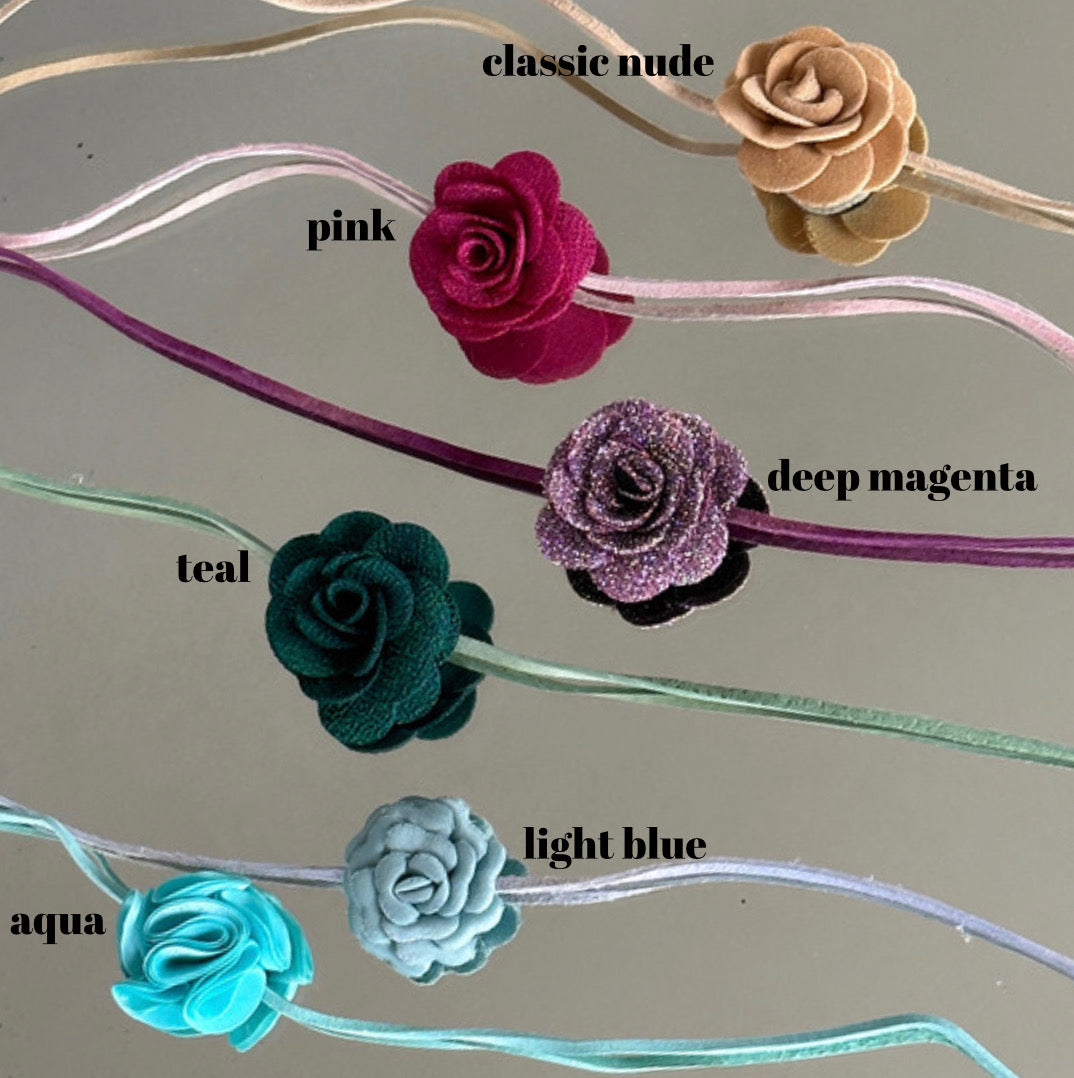 Aqua Florette Suede Tie Choker