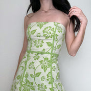 Green Floral 2000s Tube Dress