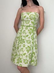Green Floral 2000s Tube Dress