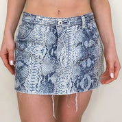 Vintage 90's Snakeskin Denim Mini Skirt