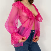 Hot Pink Organza Blouse - Medium