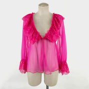 Hot Pink Organza Blouse - Medium