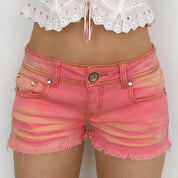 Y2K Pink Denim Shorts - Small