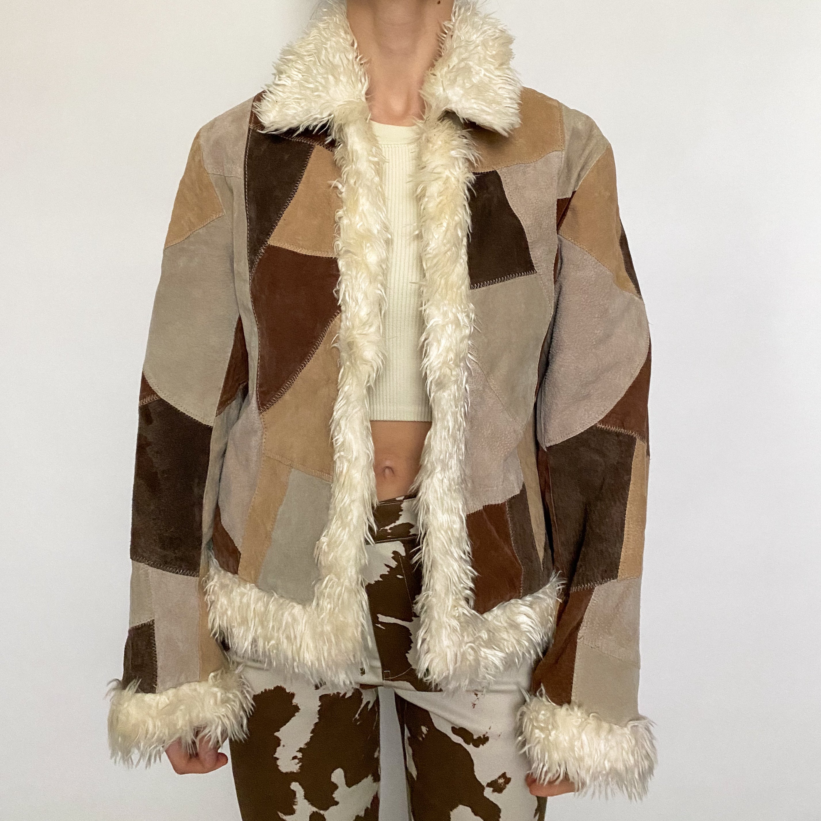 leather patchwork jacket - medium