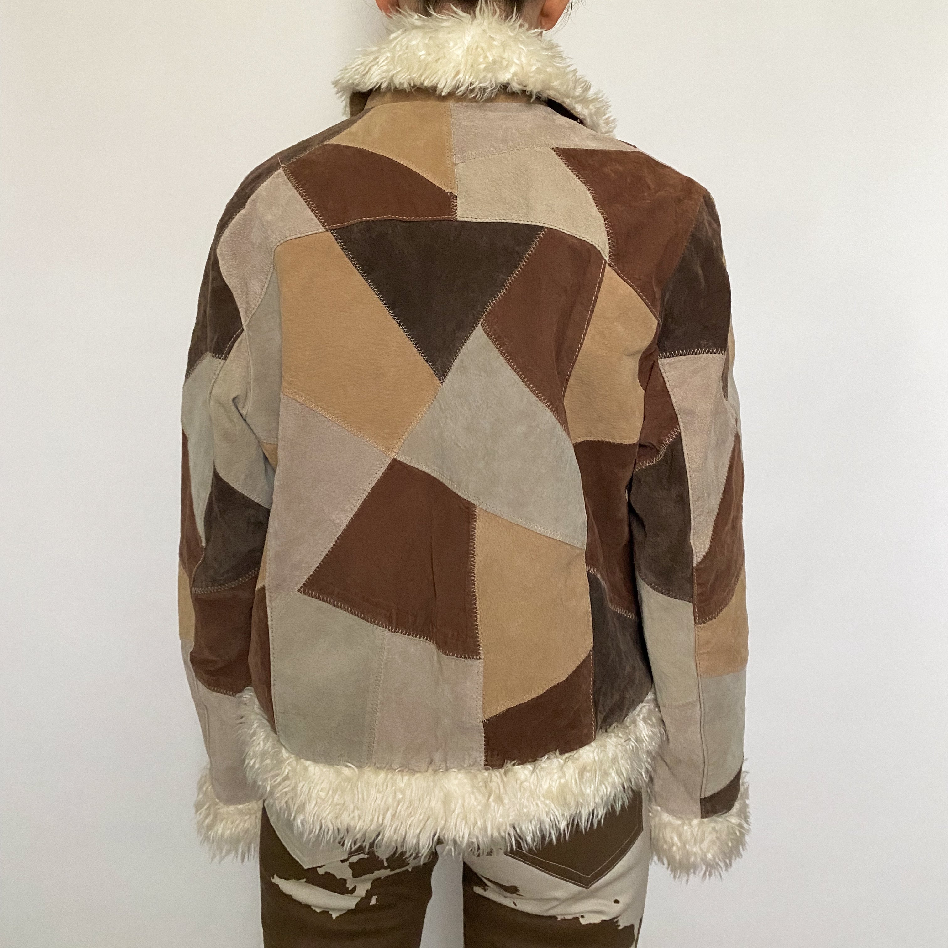 leather patchwork jacket - medium