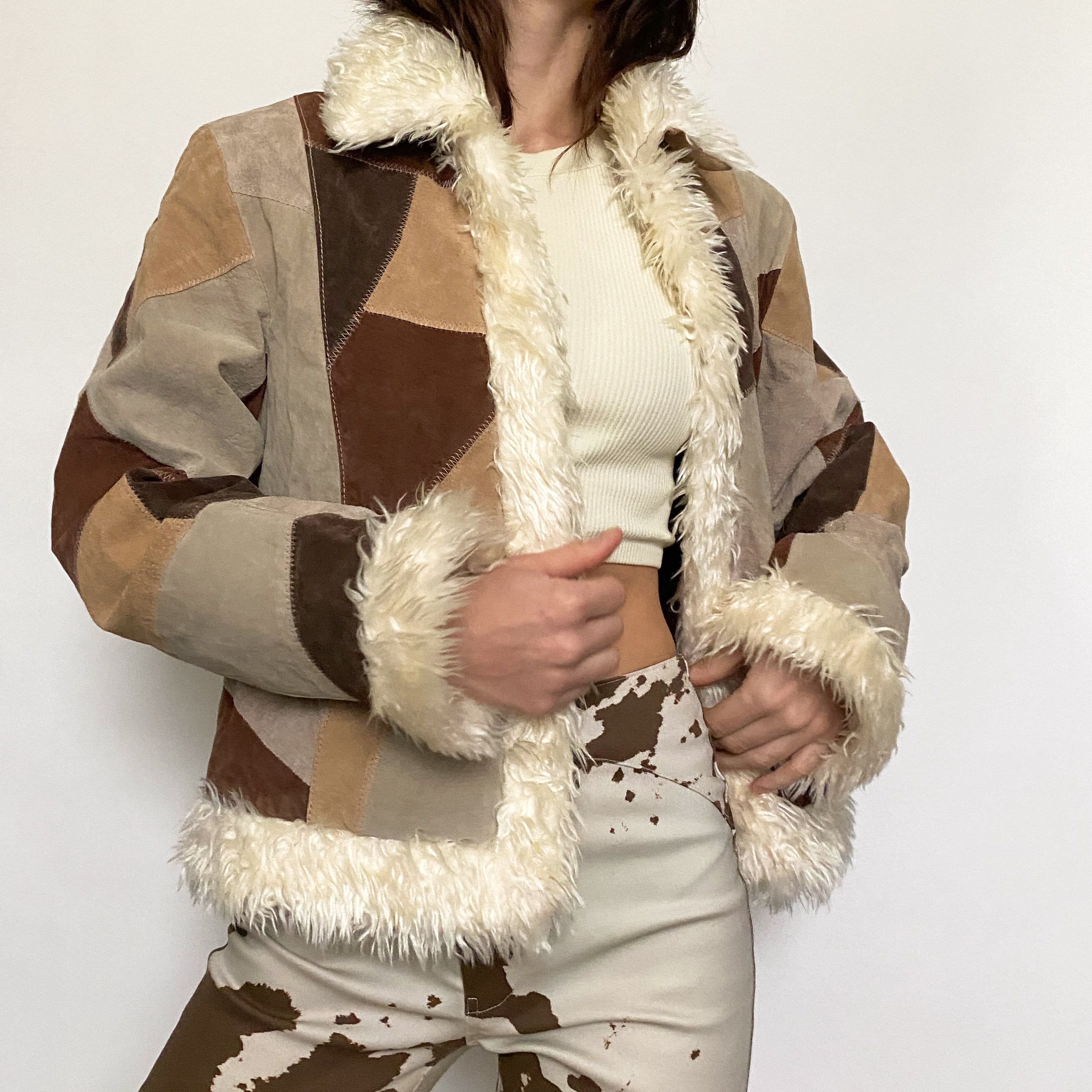 leather patchwork jacket - medium