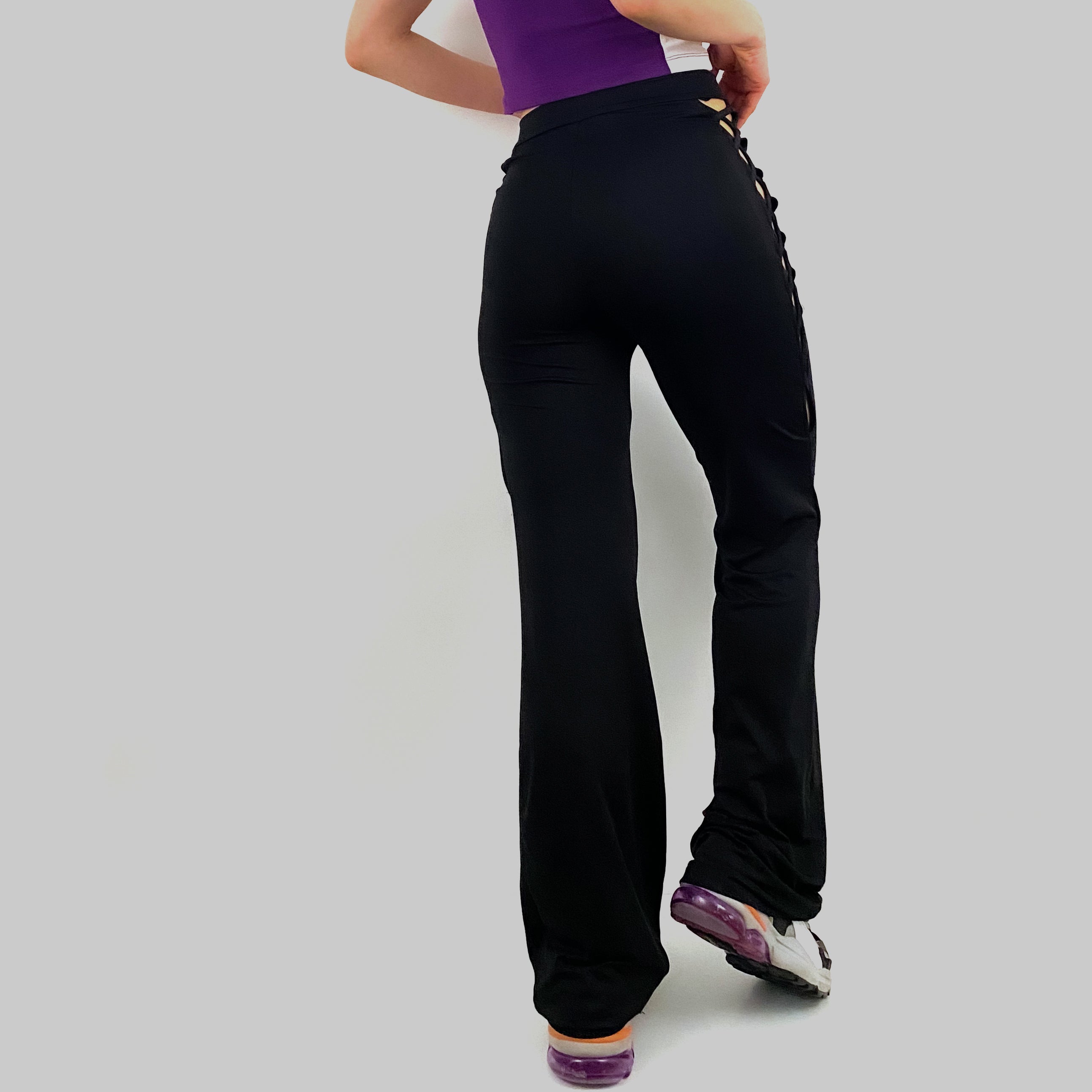 Black Cut Out Stretch Pants - Medium