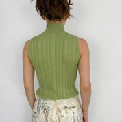 Lime Silk Sleeveless Turtleneck - Small