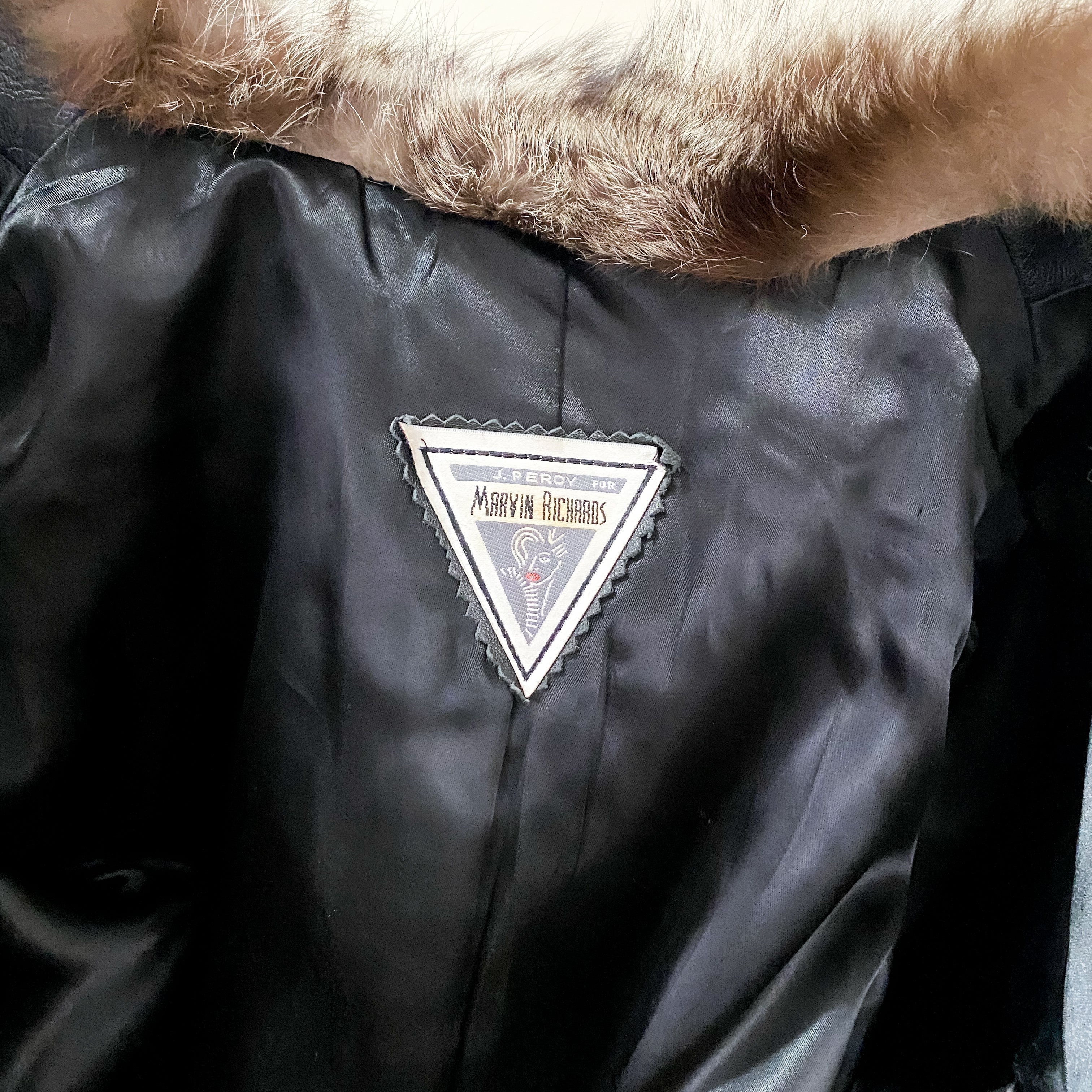 Vintage Black Leather and Faux Fur Jacket - XL