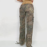 Y2K Embroidered Camo Cargos - Small