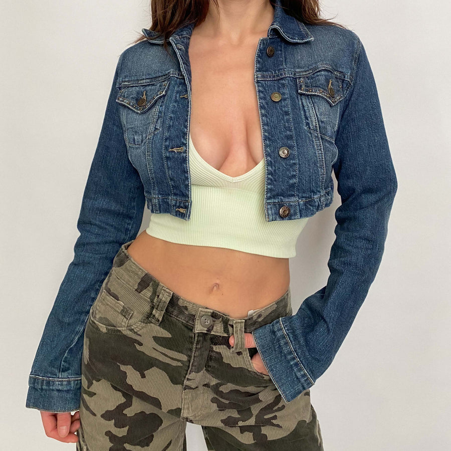 guess cropped denim jacket - small