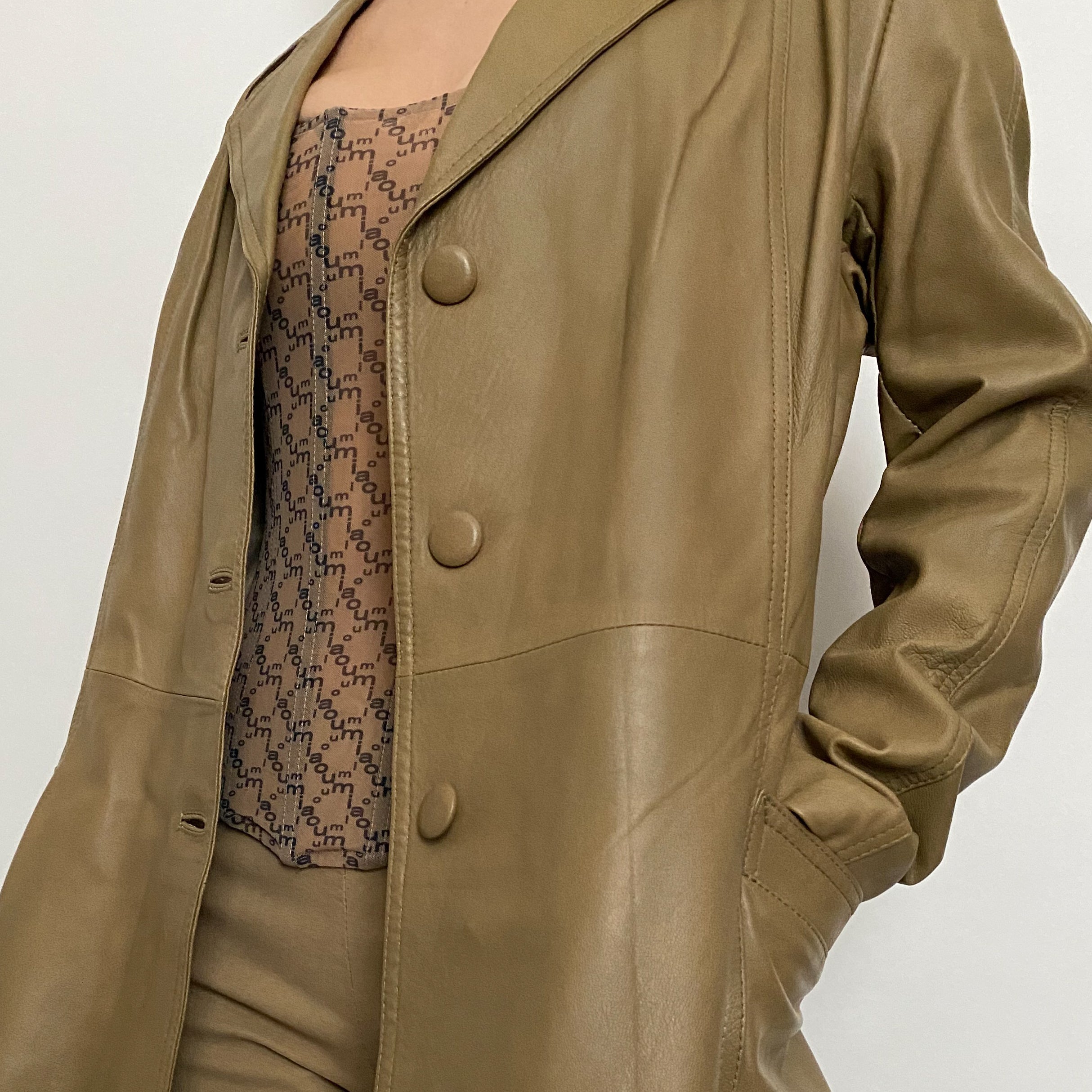 Vintage Tan Long Leather Coat