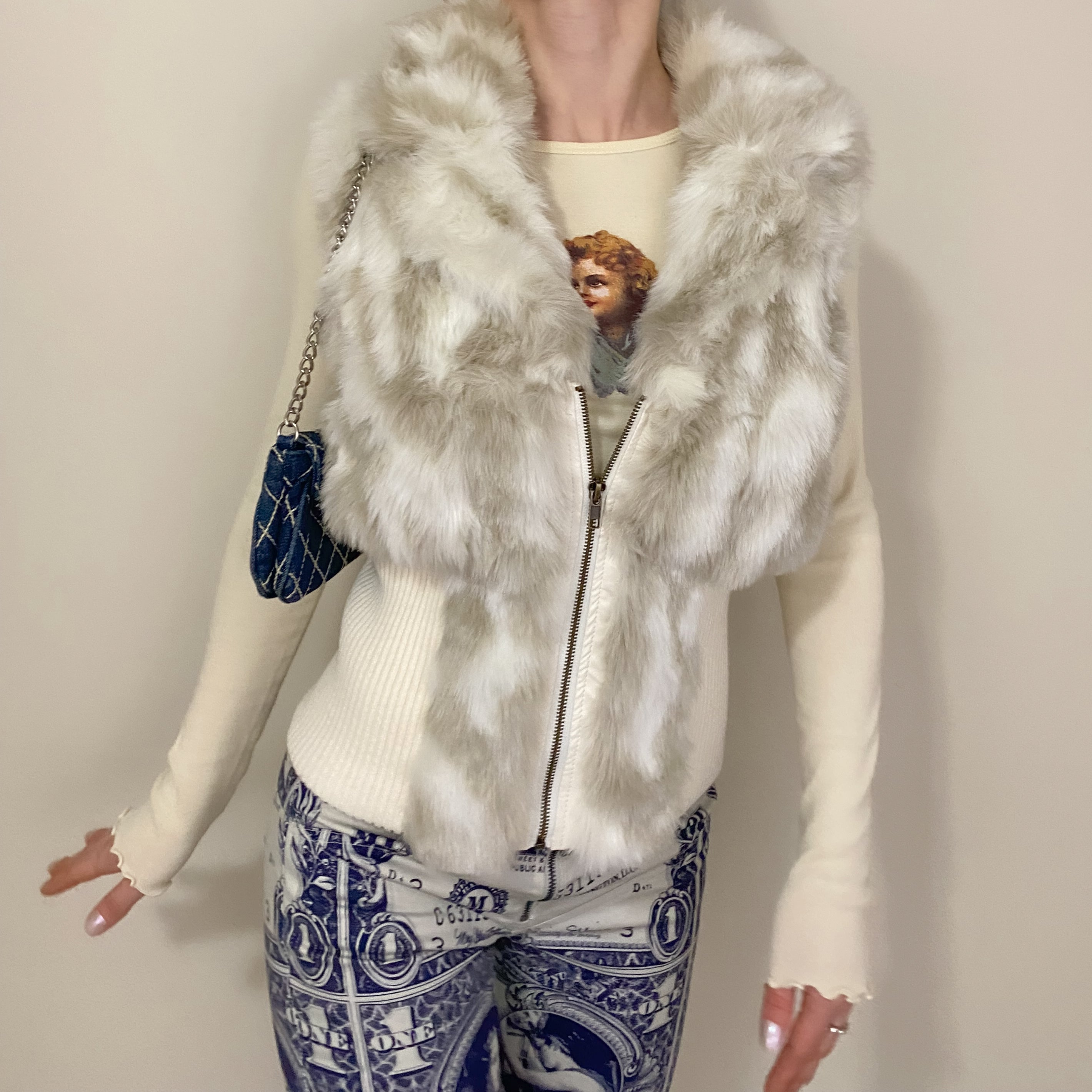 White Faux Fur Vest - Medium
