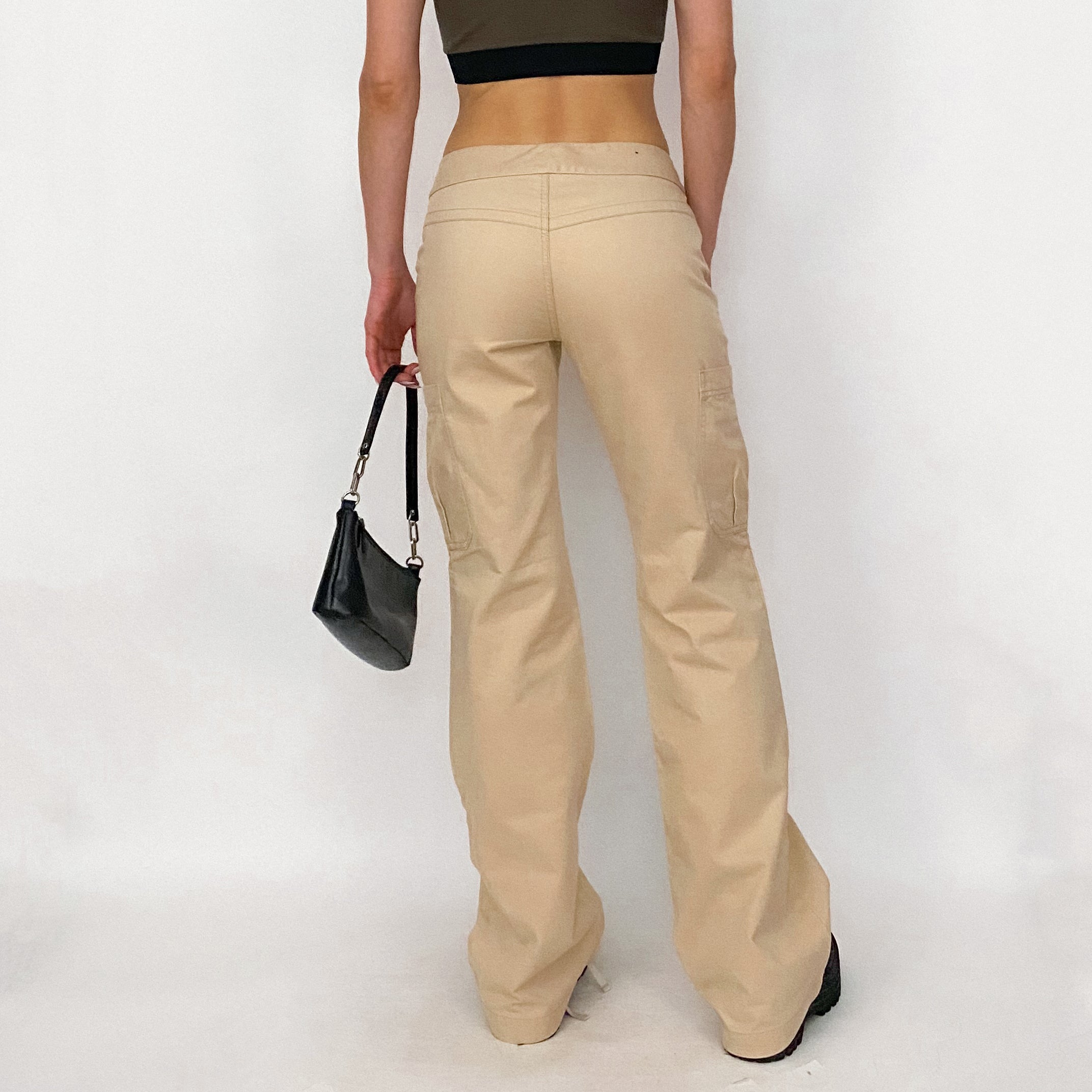 Khaki Cargo Low Rise Trouser Pants