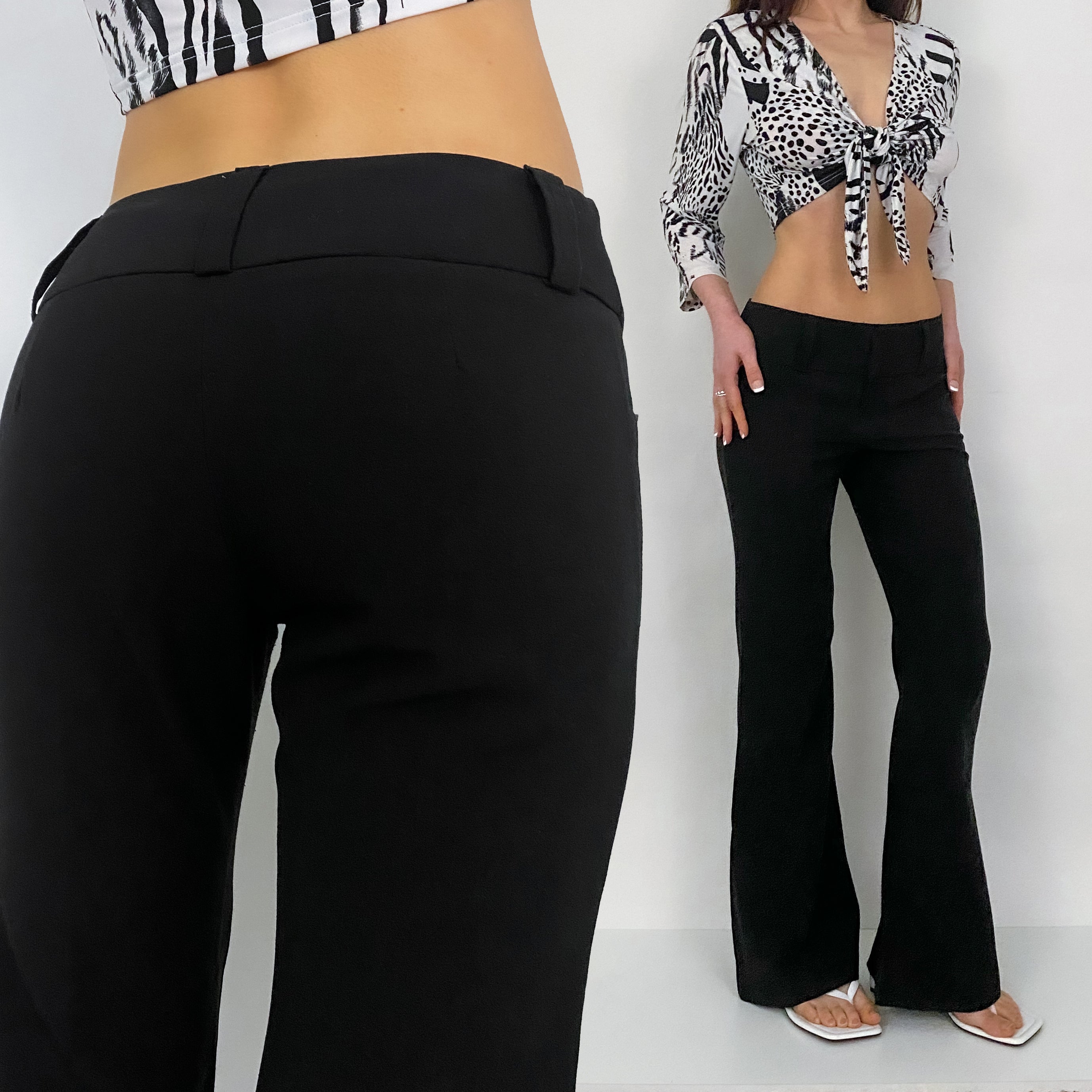 Y2K Black Flare Trousers - Size 3