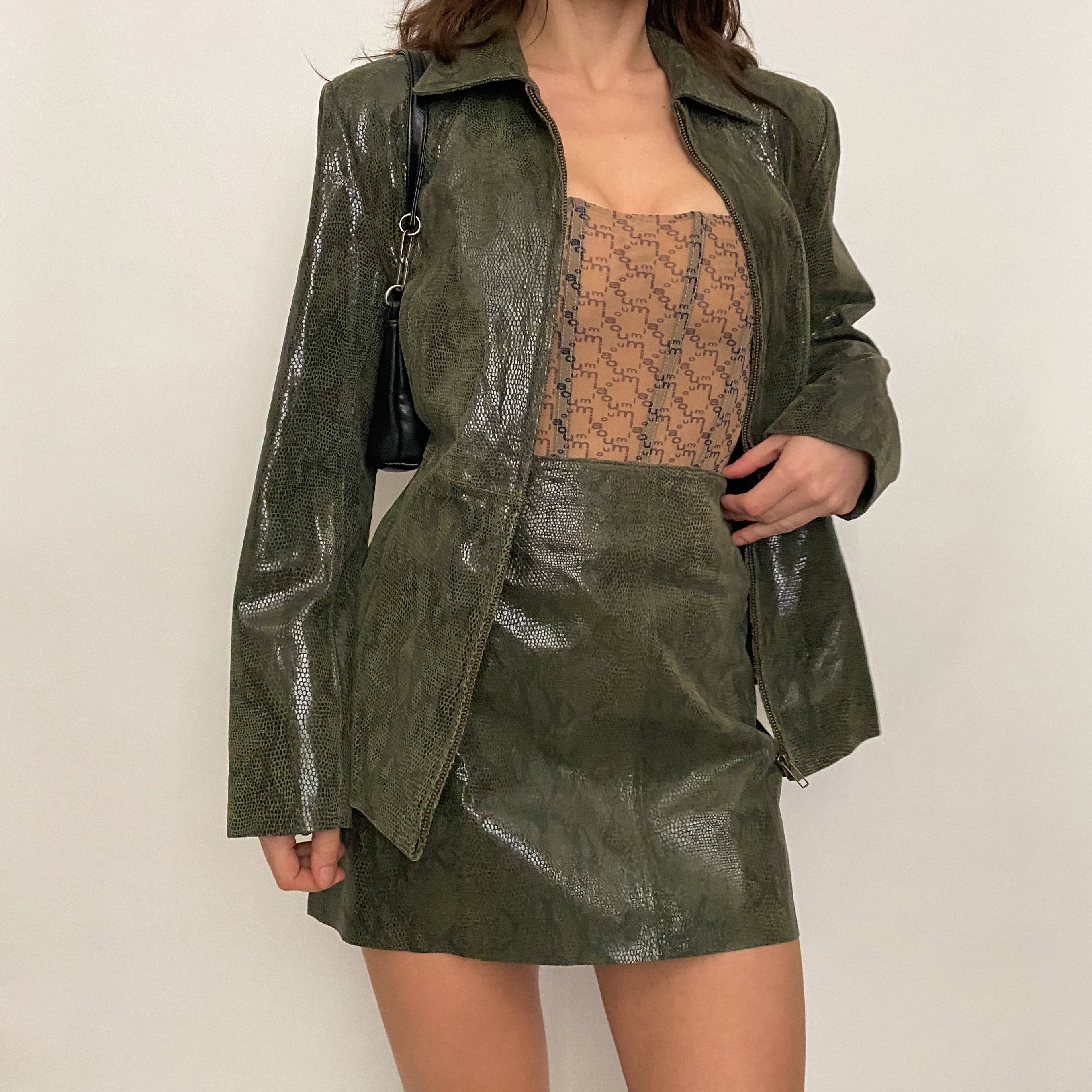 leather snakeskin set - large