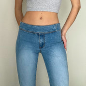 Y2K Wrap Waist Low Rise Flare Jeans