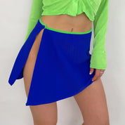 90's Cobalt and Lime Skirt - Small