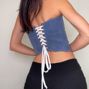 Reworked Blue Barnett Harley Corset