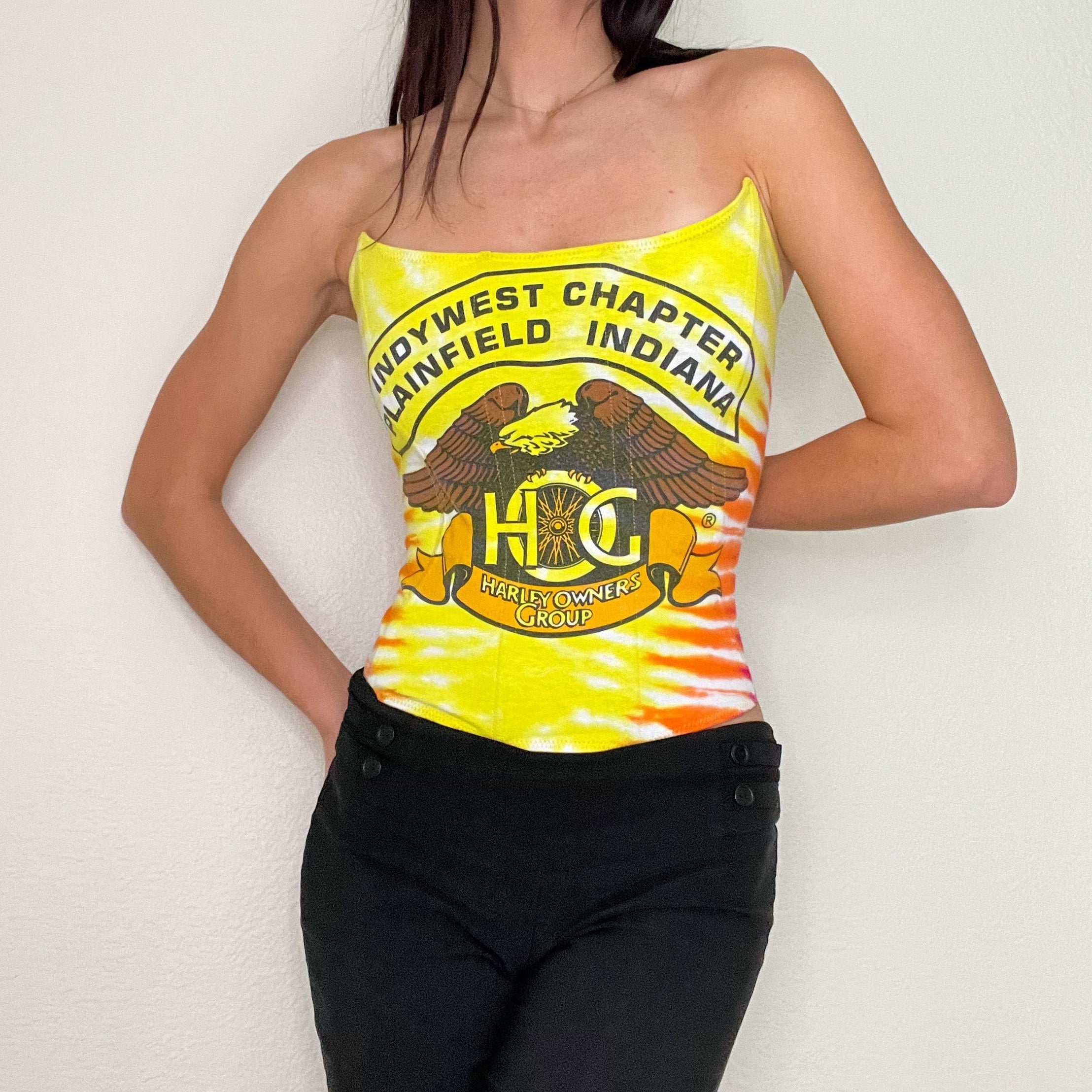 Reworked Tie Dye Harley Corset