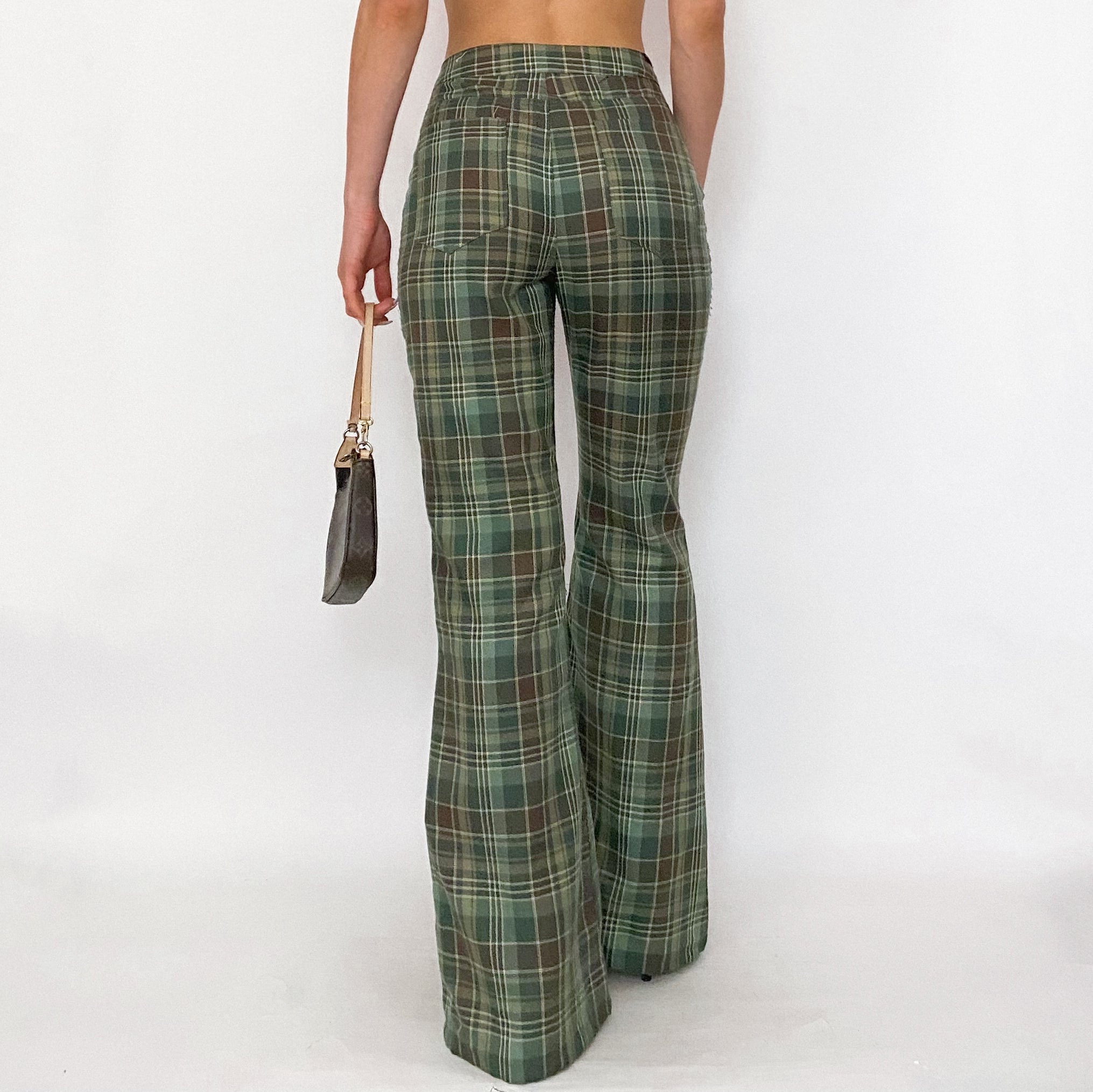y2k high rise plaid flares - size 5