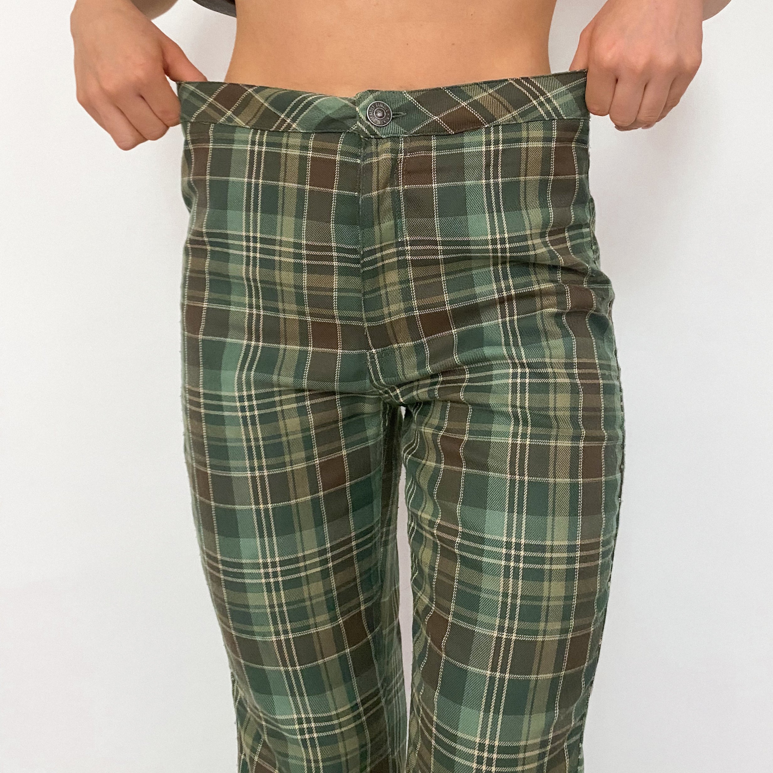 y2k high rise plaid flares - size 5