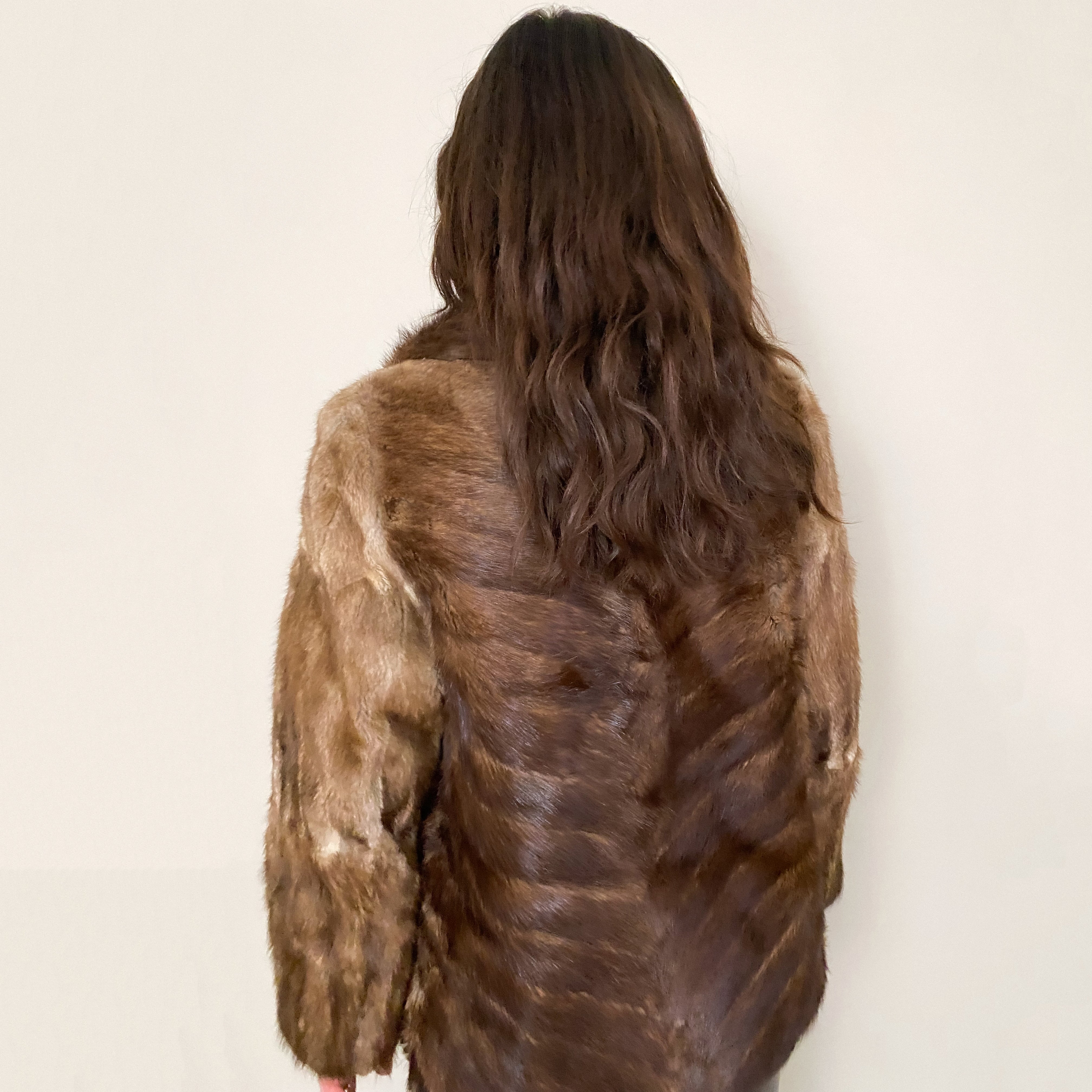 Vintage 70's Brown Rabbit Fur Jacket - Small