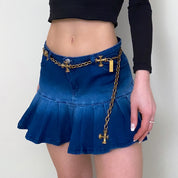 I AM GIA Denim Pleated Mini Skirt