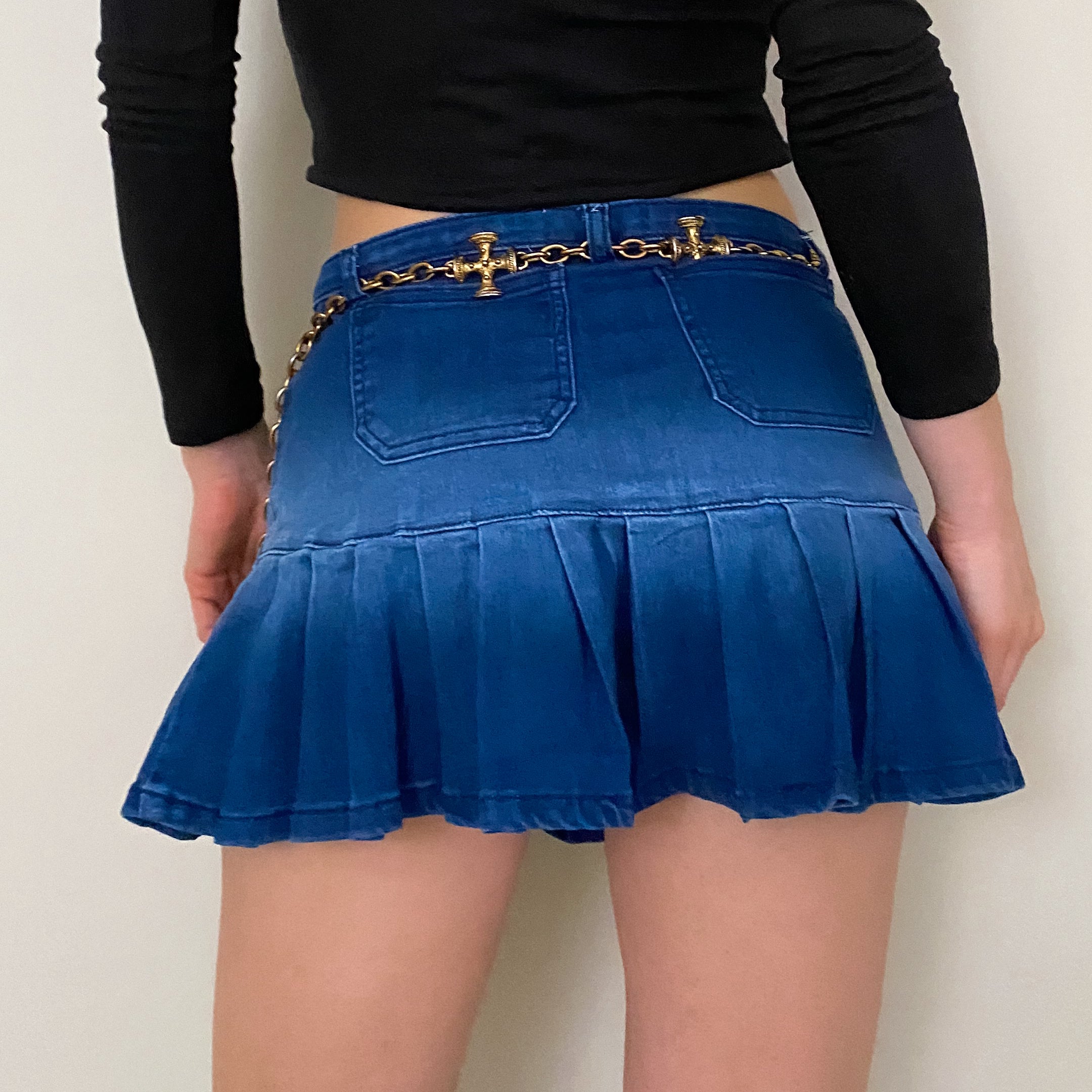 I AM GIA Denim Pleated Mini Skirt