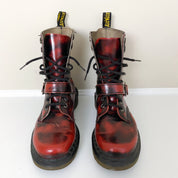 Cherry Red and Black Rub Off Doc Martens