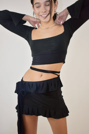 Cropped Square Neck Long Sleeve